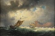 marcus larson Skepp pa stormigt hav Sweden oil painting artist